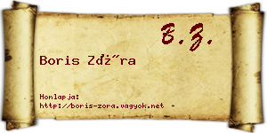 Boris Zóra névjegykártya